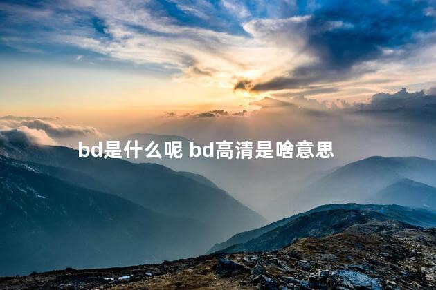 bd是什么呢 bd高清是啥意思